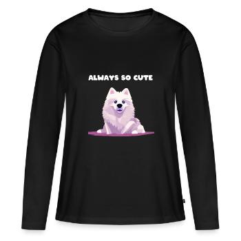 Samoyède chien mignon mignon mignon chien de traîneau mignon - T-shirt manches longues Premium bio Femme - noir - Devant - Julia (174cm)
