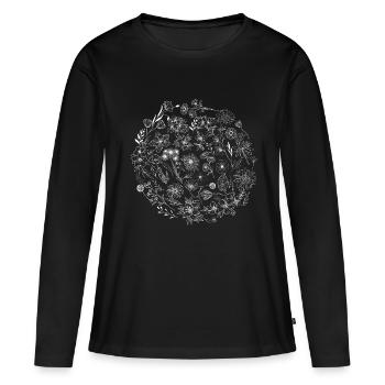 Minimalistische Blume - Frauen Premium Bio Langarmshirt - Schwarz - Vorne - Julia (174cm)