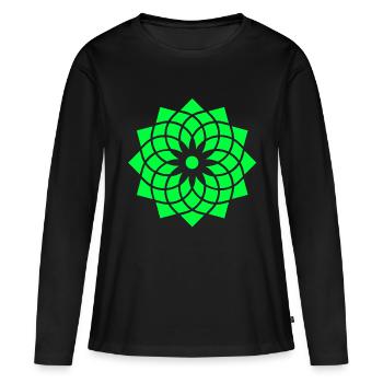Géométrie sacrée Yoga Fleur de Vie Symbole néon - T-shirt manches longues Premium bio Femme - noir - Devant - Julia (174cm)