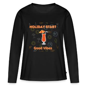 Début de vacances Good Vibes seulement - T-shirt manches longues Premium bio Femme - noir - Devant - Julia (174cm)