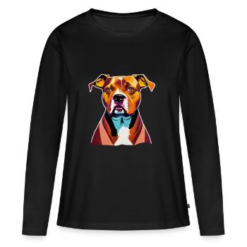Chien American Staffordshire Terrier - T-shirt manches longues Premium bio Femme - noir - Devant - Julia (174cm)