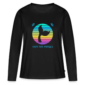 Save the whales - T-shirt manches longues Premium bio Femme - noir - Devant - Julia (174cm)