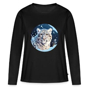 Léopard des neiges - T-shirt manches longues Premium bio Femme - noir - Devant - Julia (174cm)