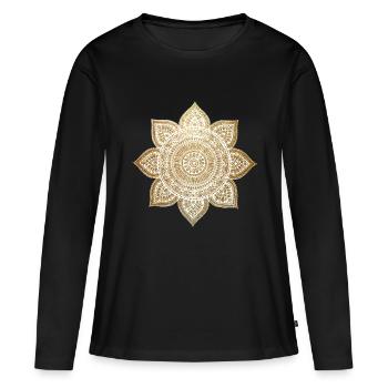 Mandala Gliter - T-shirt manches longues Premium bio Femme - noir - Devant - Julia (174cm)