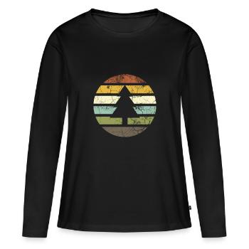Arbre pin rétro - T-shirt manches longues Premium bio Femme - noir - Devant - Julia (174cm)