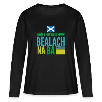 BEALACH NA BA, SCOTLAND - Women's Premium Organic Long Sleeve Shirt - black - Front - Julia (174cm)