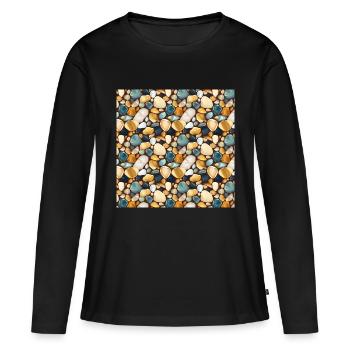 Smooth Stones Seamless Pattern Gemstones Polished - Women's Premium Organic Long Sleeve Shirt - black - Front - Julia (174cm)