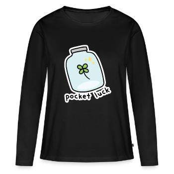 Poche chance, pot de chance - T-shirt manches longues Premium bio Femme - noir - Devant - Julia (174cm)