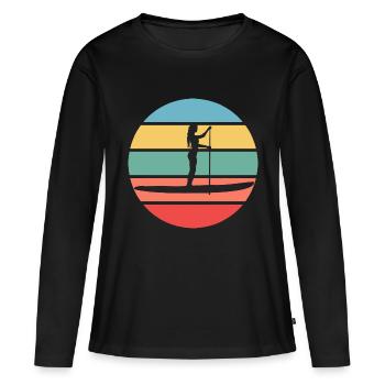Retro SUP Standup Paddle Board Cadeau d’été - T-shirt manches longues Premium bio Femme - noir - Devant - Julia (174cm)