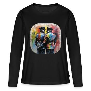 Bobby Love - T-shirt manches longues Premium bio Femme - noir - Devant - Julia (174cm)