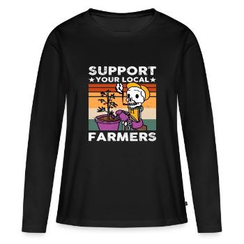 Soutenez votre agriculteur local - T-shirt manches longues Premium bio Femme - noir - Devant - Julia (174cm)