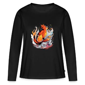 Ricky le phoenix - T-shirt manches longues Premium bio Femme - noir - Devant - Julia (174cm)