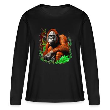 Les orangs-outans peuvent être heureux ou en colère - T-shirt manches longues Premium bio Femme - noir - Devant - Julia (174cm)
