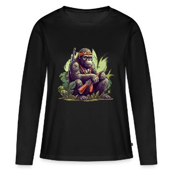 Les forêts tropicales humides sont protégées par des singes - T-shirt manches longues Premium bio Femme - noir - Devant - Julia (174cm)