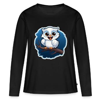 Hibou sur une branche - T-shirt manches longues Premium bio Femme - noir - Devant - Julia (174cm)