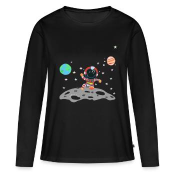 astronaute rouge blanc - T-shirt manches longues Premium bio Femme - noir - Devant - Julia (174cm)