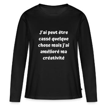 Bricoleur de génie ou maladroit - T-shirt manches longues Premium bio Femme - noir - Devant - Julia (174cm)