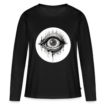 Oeil - T-shirt manches longues Premium bio Femme - noir - Devant - Julia (174cm)
