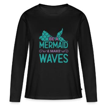 Soyez une sirène et faites des vagues, Mermaids Beach - T-shirt manches longues Premium bio Femme - noir - Devant - Julia (174cm)