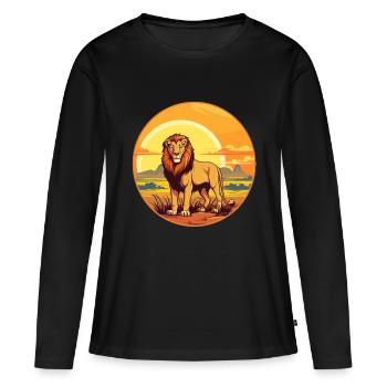 Le lion dans la savane - T-shirt manches longues Premium bio Femme - noir - Devant - Julia (174cm)