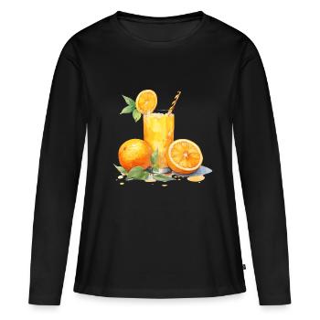le jus d’orange frais - T-shirt manches longues Premium bio Femme - noir - Devant - Julia (174cm)