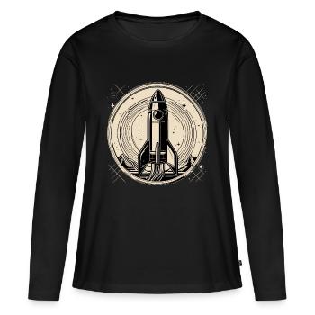 Ein kleiner Schritt, quadratisch - Frauen Premium Bio Langarmshirt - Schwarz - Vorne - Julia (174cm)