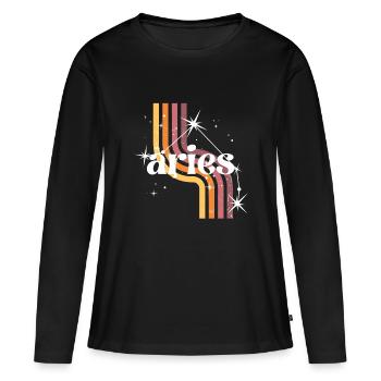 Aries horoscope rétro - T-shirt manches longues Premium bio Femme - noir - Devant - Julia (174cm)