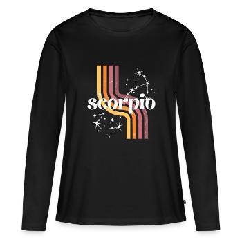 Scorpio horoscope rétro - T-shirt manches longues Premium bio Femme - noir - Devant - Julia (174cm)