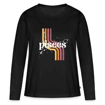 Pisces horoscope rétro - T-shirt manches longues Premium bio Femme - noir - Devant - Julia (174cm)