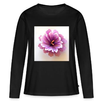 Flower Rosa - Frauen Premium Bio Langarmshirt - Schwarz - Vorne - Julia (174cm)