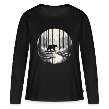 Bear Stalking through the Woods - Women's Premium Organic Long Sleeve Shirt - black - Front - Julia (174cm)