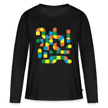 Geo Joy - Women's Premium Organic Long Sleeve Shirt - black - Front - Julia (174cm)