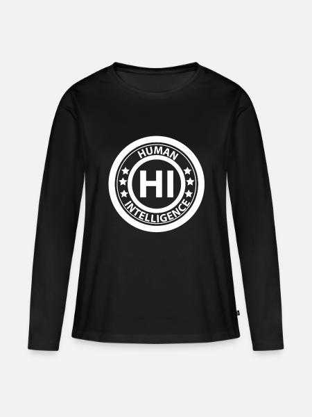 HI Human Intelligence - Frauen Premium Bio Langarmshirt - Schwarz