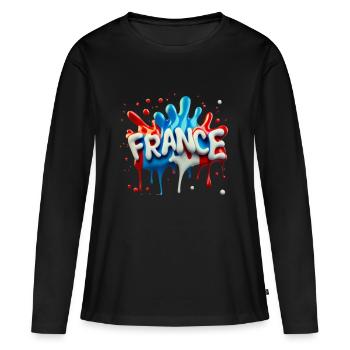 Style France - T-shirt manches longues Premium bio Femme - noir - Devant - Julia (174cm)