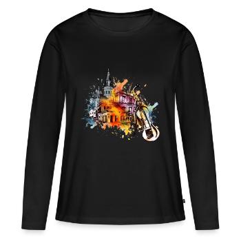 La Nouvelle-Orléans est une ville animée - T-shirt manches longues Premium bio Femme - noir - Devant - Julia (174cm)
