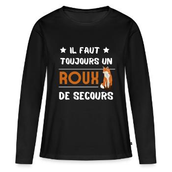 Il faut toujours un Roux de secours - T-shirt manches longues Premium bio Femme - noir - Devant - Julia (174cm)
