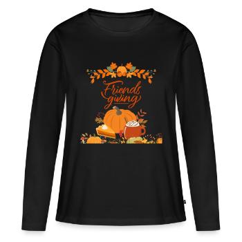 Friendsgiving Thanksgiving Erntedank Gast - Frauen Premium Bio Langarmshirt - Schwarz - Vorne - Julia (174cm)