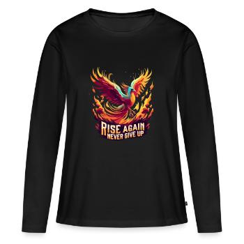 N’abandonnez jamais : le phénix renaît de ses cendres - T-shirt manches longues Premium bio Femme - noir - Devant - Julia (174cm)