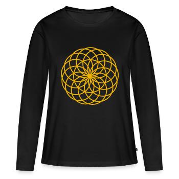 Lotus de Vie Symbole Or - T-shirt manches longues Premium bio Femme - noir - Devant - Julia (174cm)