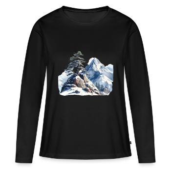 Au bord de la limite des arbres - T-shirt manches longues Premium bio Femme - noir - Devant - Julia (174cm)