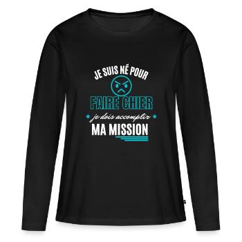 Mission de Chieur Accomplie - T-shirt manches longues Premium bio Femme - noir - Devant - Julia (174cm)