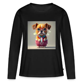 lunettes rouges pour chien - T-shirt manches longues Premium bio Femme - noir - Devant - Julia (174cm)