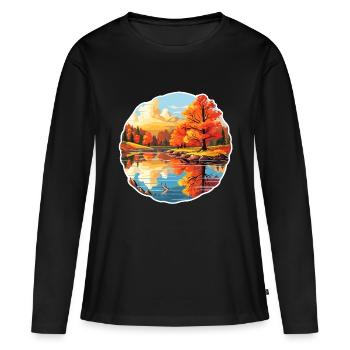 Enchanting Autumn Motif - Women's Premium Organic Long Sleeve Shirt - black - Front - Julia (174cm)