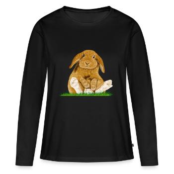 Osterhase - Frauen Premium Bio Langarmshirt - Schwarz - Vorne - Julia (174cm)