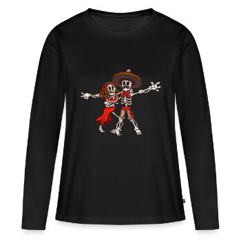 Squelettes mexicains Rumba Dance - T-shirt manches longues Premium bio Femme - noir - Devant - Julia (174cm)