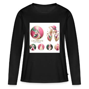 Feiern Sie mit Familia - Frauen Premium Bio Langarmshirt - Schwarz - Vorne - Julia (174cm)