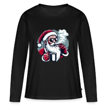 Smoking Santa - Women's Premium Organic Long Sleeve Shirt - black - Front - Julia (174cm)
