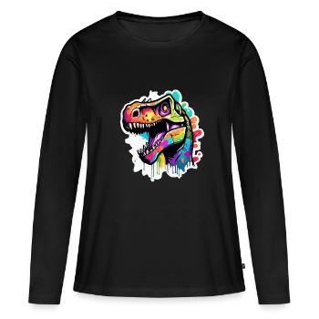 Dinosaurier / Tier / Urzeit / Reptil / Jungs - Frauen Premium Bio Langarmshirt - Schwarz - Vorne - Julia (174cm)