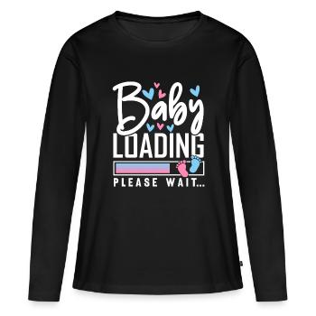 Chargement de bébé s’il vous plaît attendre - T-shirt manches longues Premium bio Femme - noir - Devant - Julia (174cm)