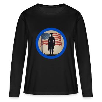 Veteranen,Veteran,Waffenstillstand,US-Armee,Marine, - Frauen Premium Bio Langarmshirt - Schwarz - Vorne - Julia (174cm)